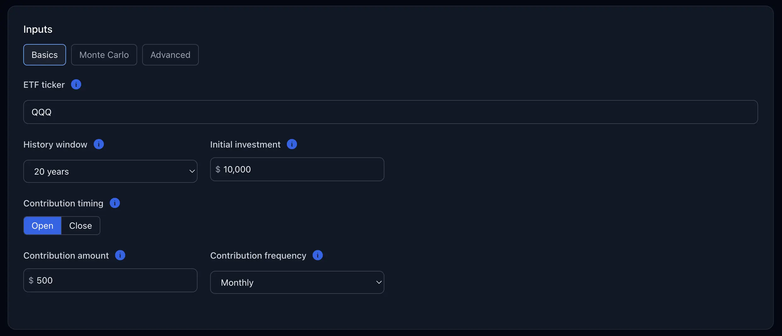 The exact inputs I used.