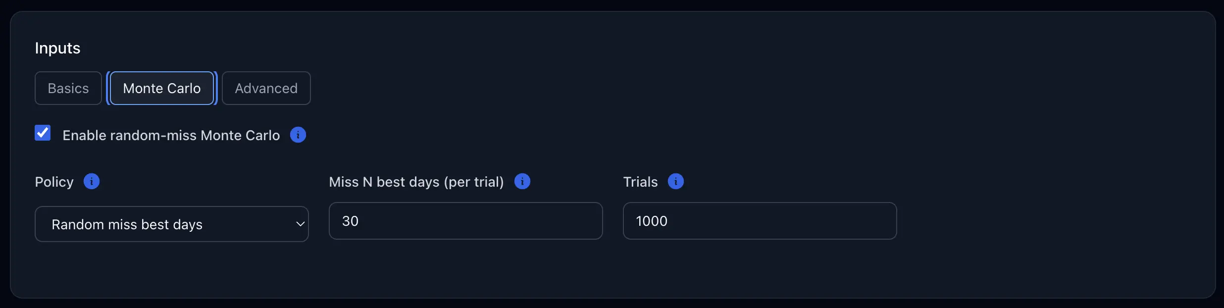 Exactly how the MC run was set up.